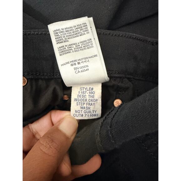 Mother The Insider Crop Step Fray Jeans in Not Guilty Black Mid Rise Size 29 - Picture 10 of 16